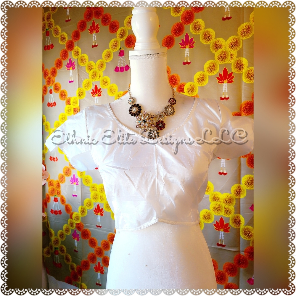 New white silk cotton saree /lehenga blouse